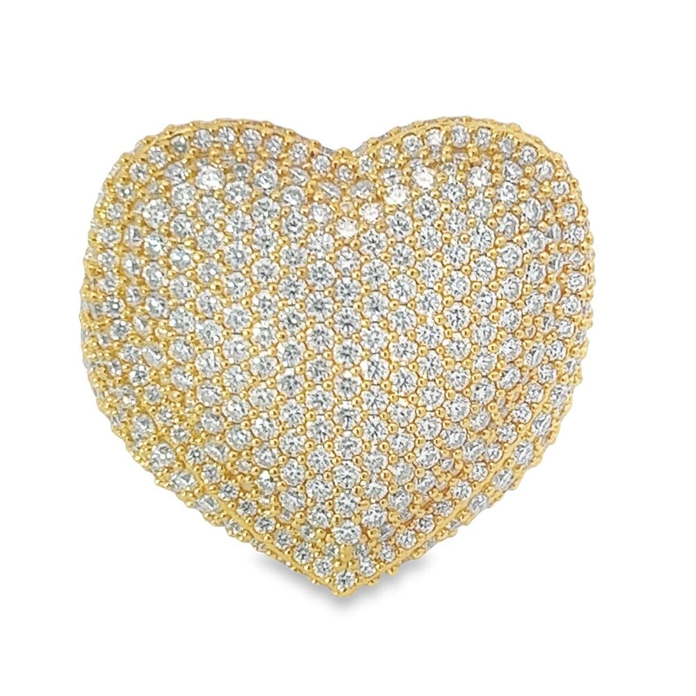 Puffed Heart Iced Out VVS Moissanite Ring .925 Sterling Silver White Gold 7 HipHopBling