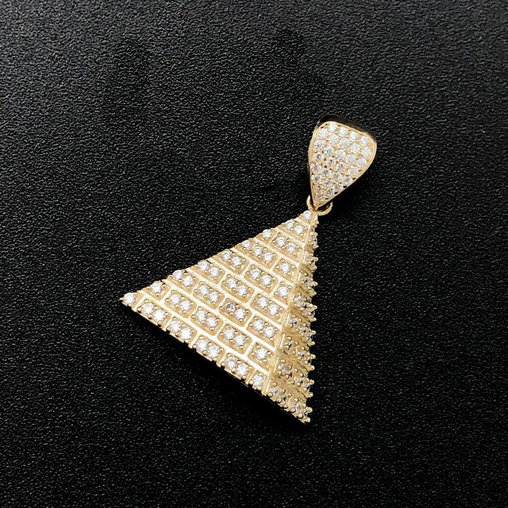 Pyramid CZ 10K Yellow Gold Pendant HipHopBling