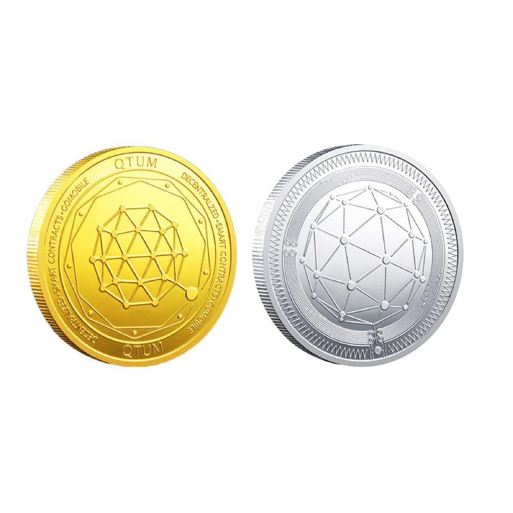 QTUM Coin Iced Out Frame Pendant Yellow Gold Tennis CZ Frame HipHopBling