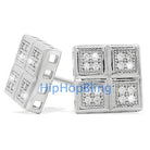 Quattro Box Ultra Micro Pave CZ Earrings .925 Sterling Silver HipHopBling