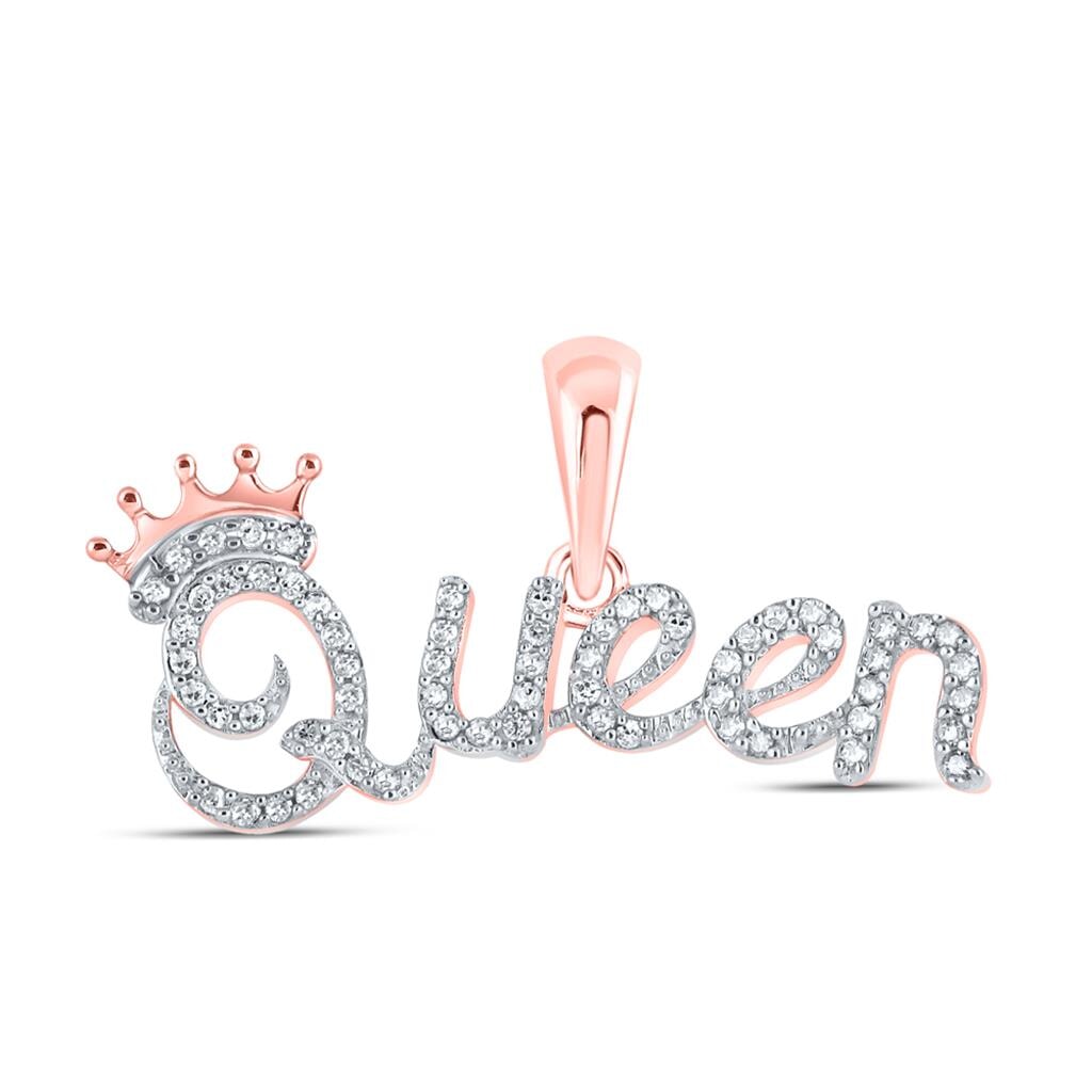 Queen Crown Diamond Pendant 10K Gold 10K Rose Gold HipHopBling