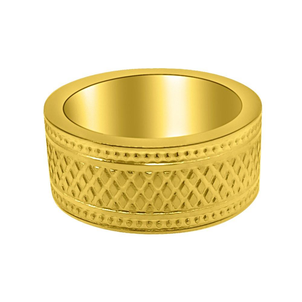 Quilted Diamond Gold Ring Stainless Steel 9 HipHopBling