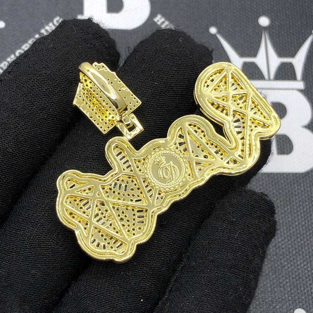 RACK$ Baguette VVS CZ Hip Hop Bling Bling Pendant Yellow Gold HipHopBling