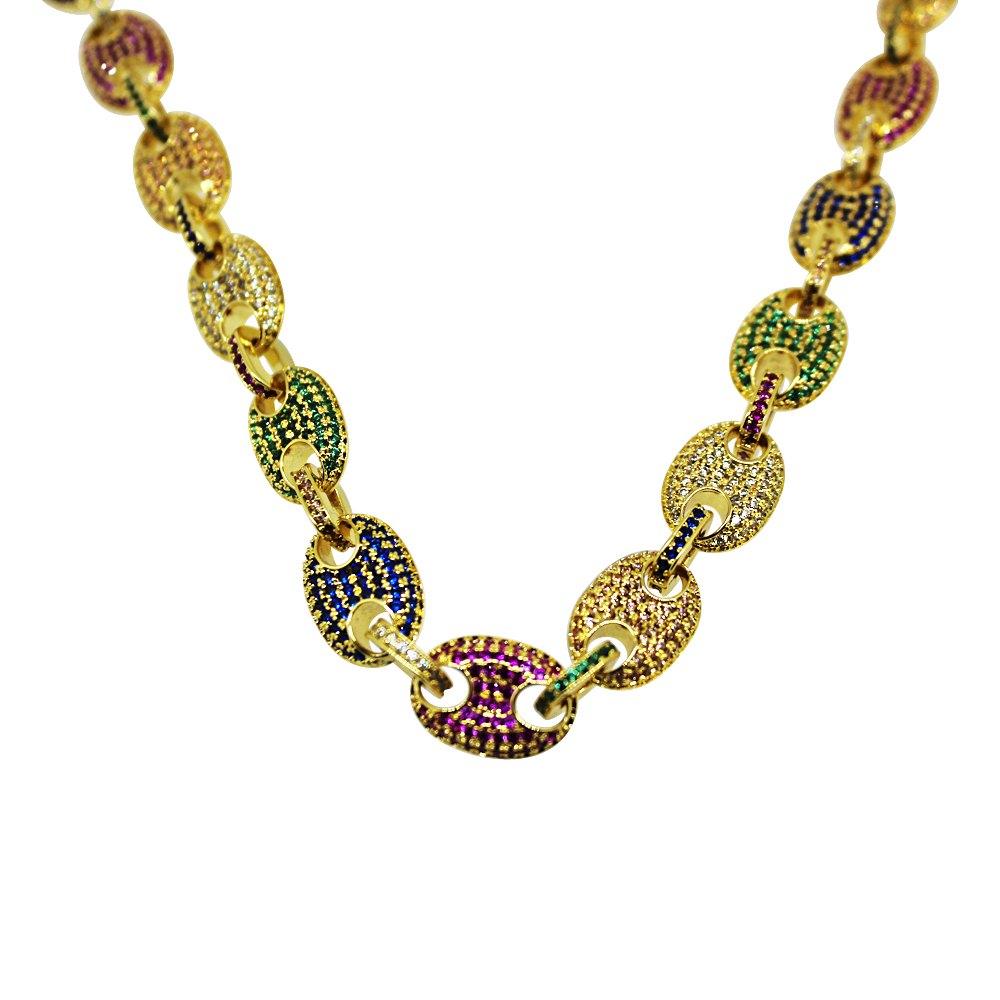 Rainbow Marine Link Bling Bling Gold Chain 20" HipHopBling