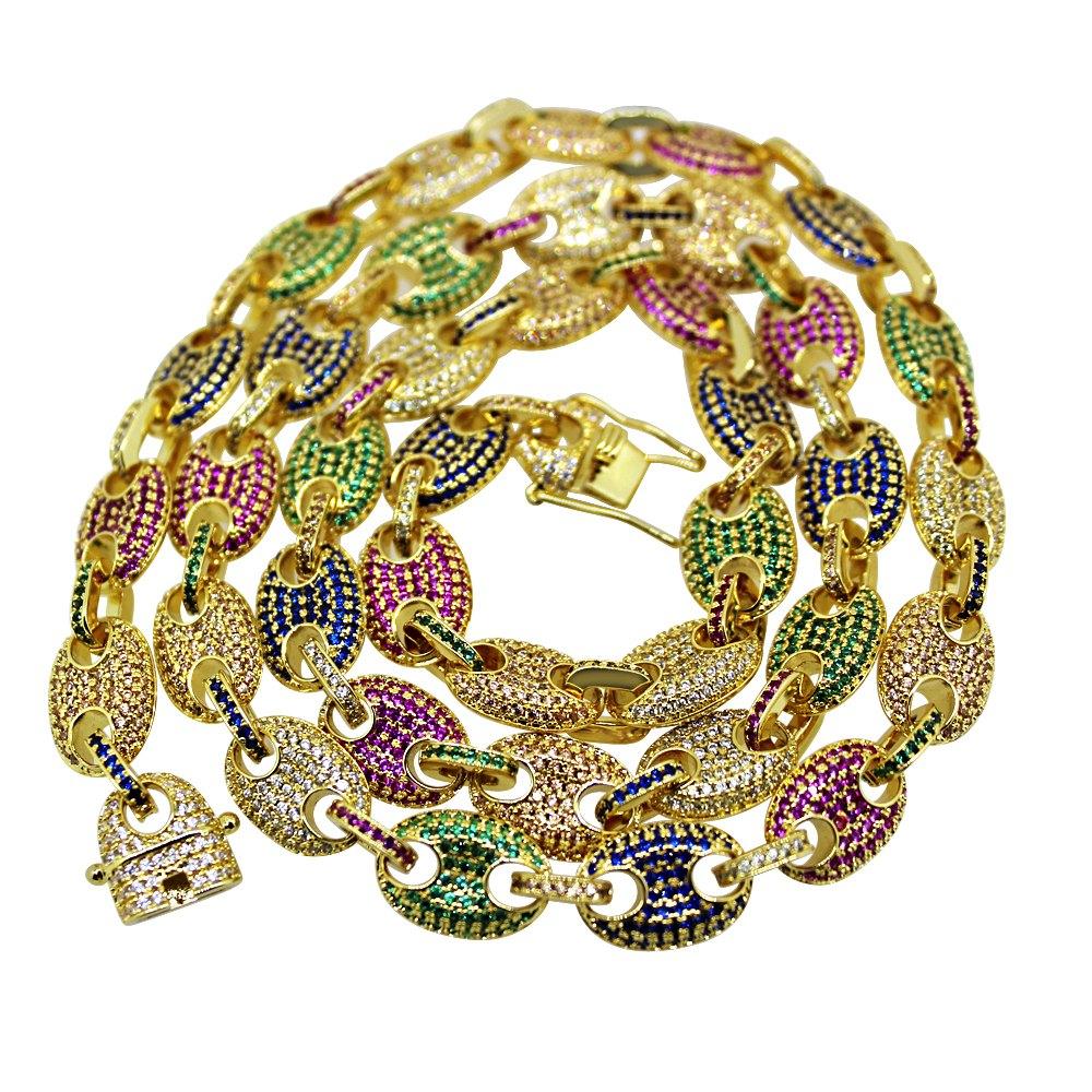 Rainbow Marine Link Bling Bling Gold Chain 20" HipHopBling