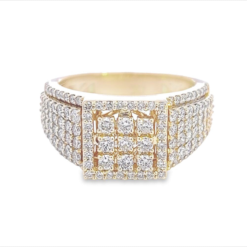 Raised Box Diamond Ring 2.15cttw 10K Gold HipHopBling