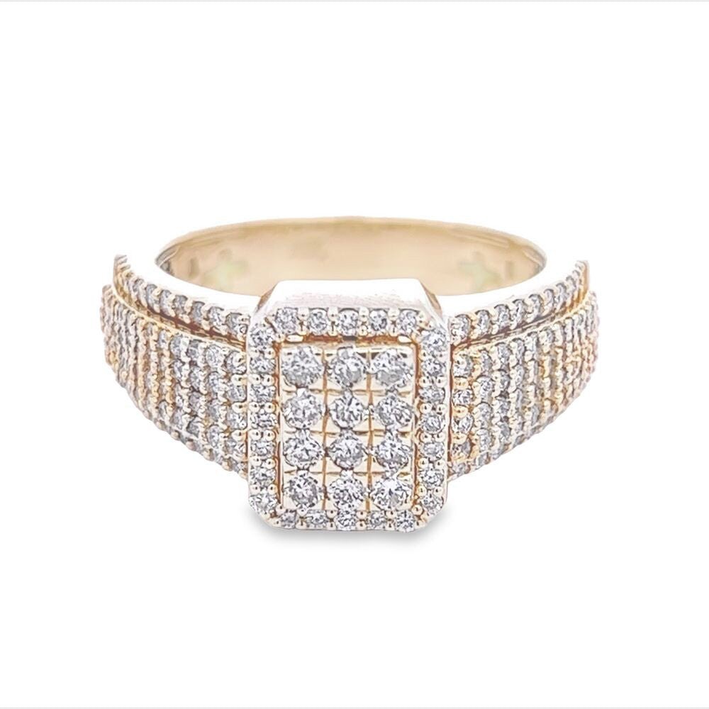Raised Cushion Diamond Ring 1.60cttw 10K Gold 10K Yellow Gold HipHopBling