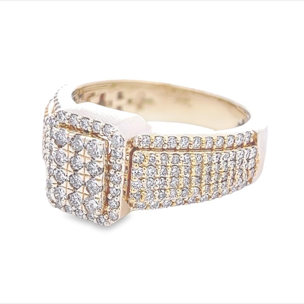 Raised Cushion Diamond Ring 1.60cttw 10K Gold 10K Yellow Gold HipHopBling