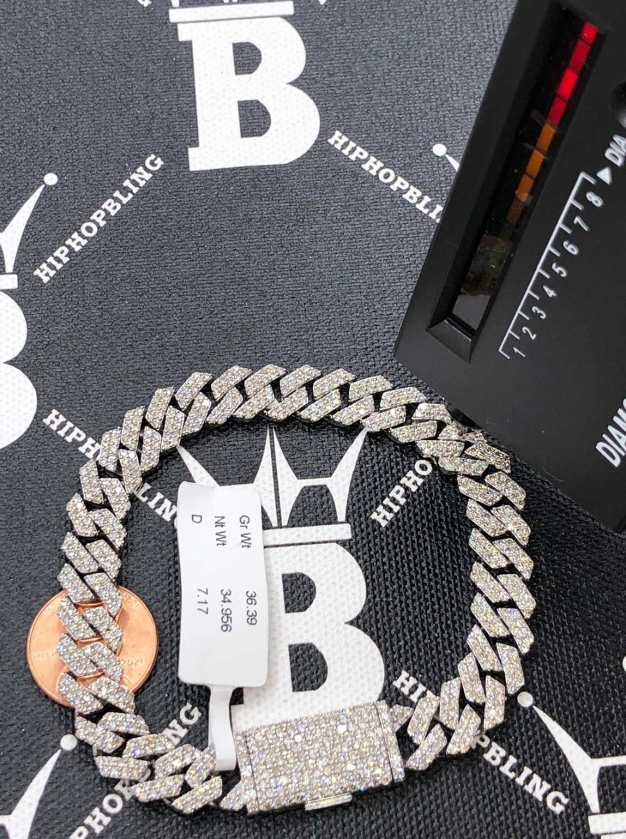 Real Diamond Cuban Bracelet 10MM Sharp Links 10K Yellow or White Gold 10K White Gold 8" Bracelet HipHopBling