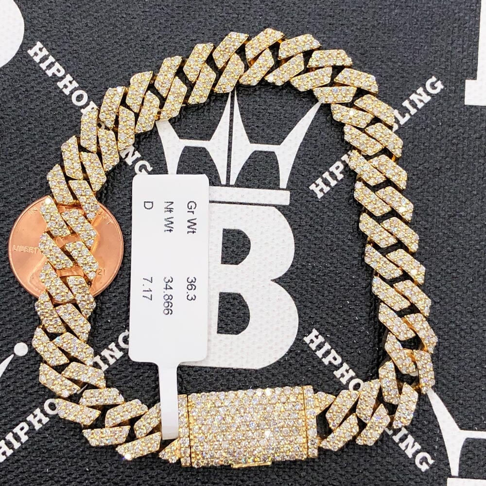 Real Diamond Cuban Bracelet 10MM Sharp Links 10K Yellow or White Gold HipHopBling