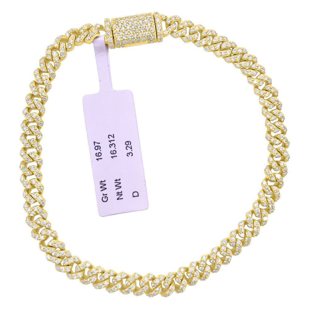 Real Diamond Cuban Bracelet 6MM 10K Yellow or White Gold 10K White Gold 8" Bracelet HipHopBling