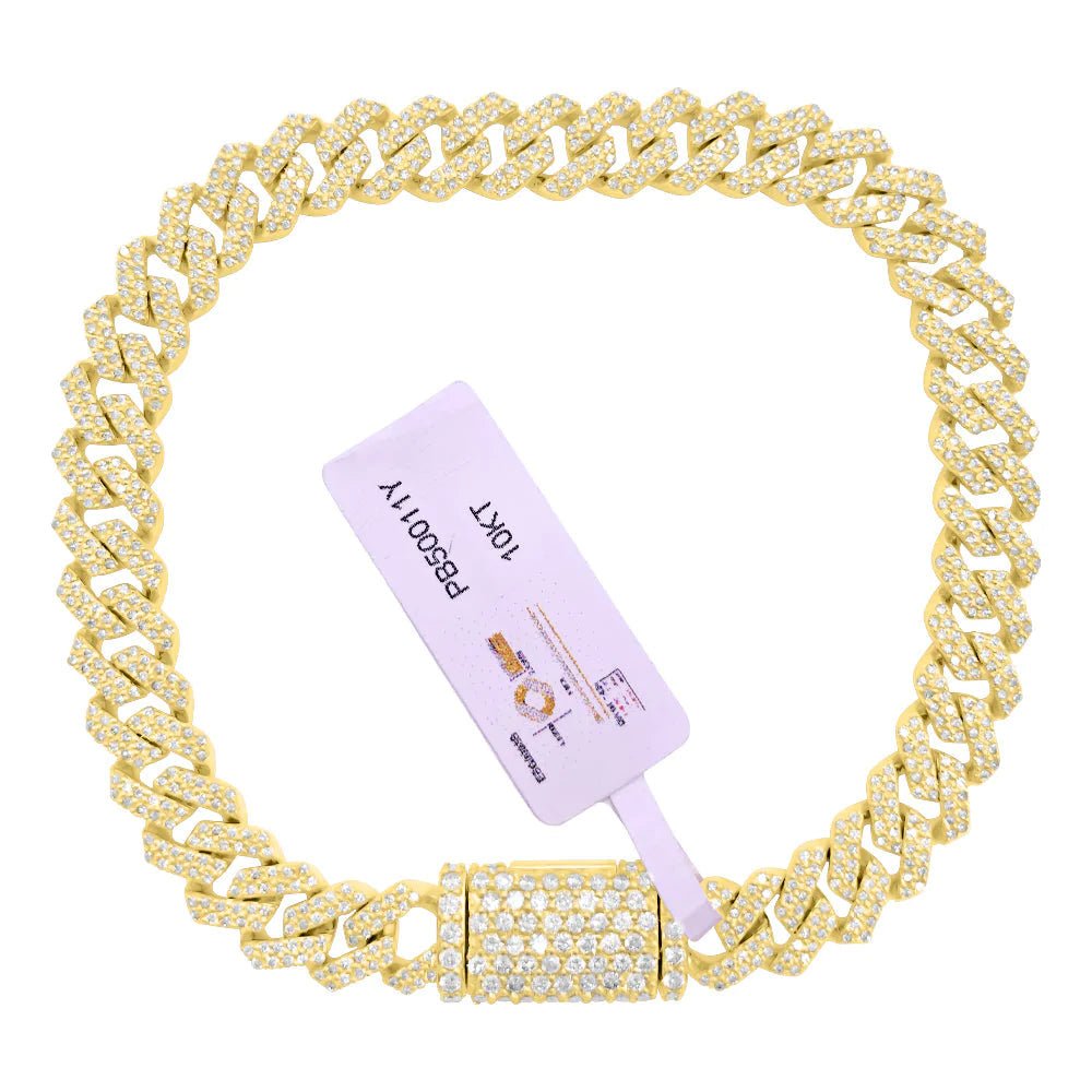 Real Diamond Cuban Bracelet 8MM Sharp Links 10K Yellow or White Gold 10K Yellow Gold 8" Bracelet HipHopBling