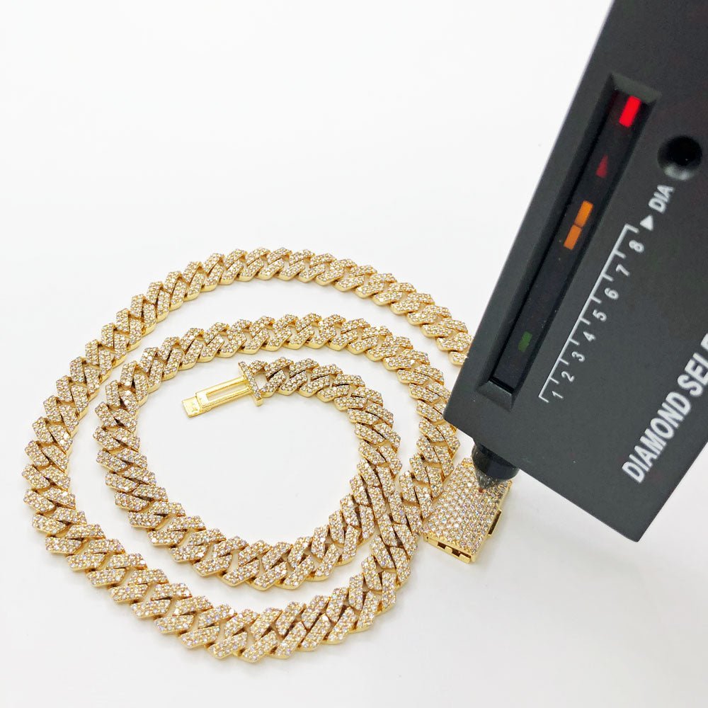 Real Diamond Cuban Chain 10MM Sharp Links 10K Yellow or White Gold 10K White Gold 22" HipHopBling