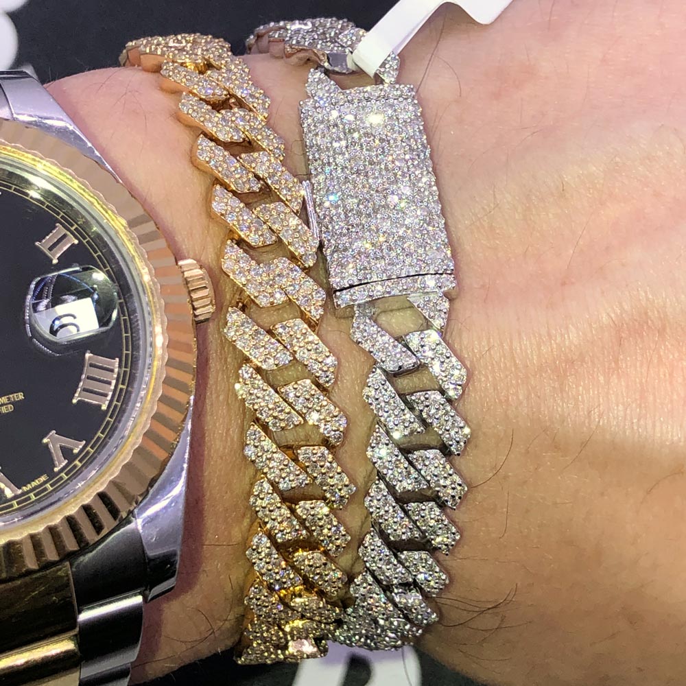 Real Diamond Cuban Chain 10MM Sharp Links 10K Yellow or White Gold 10K White Gold 22" HipHopBling