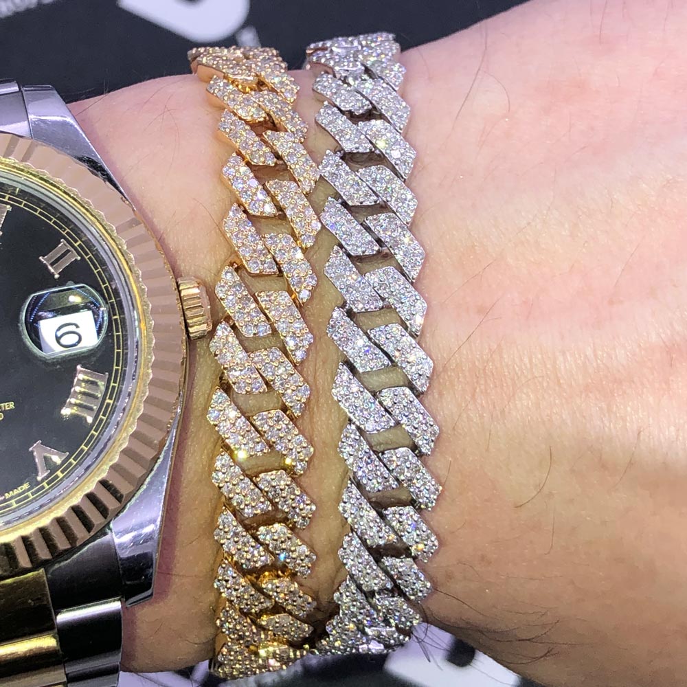 Real Diamond Cuban Chain 10MM Sharp Links 10K Yellow or White Gold 10K White Gold 22" HipHopBling