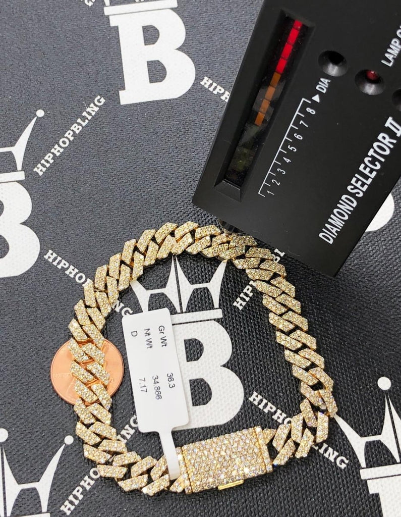 Real Diamond Cuban Chain 10MM Sharp Links 10K Yellow or White Gold 10K White Gold 22" HipHopBling