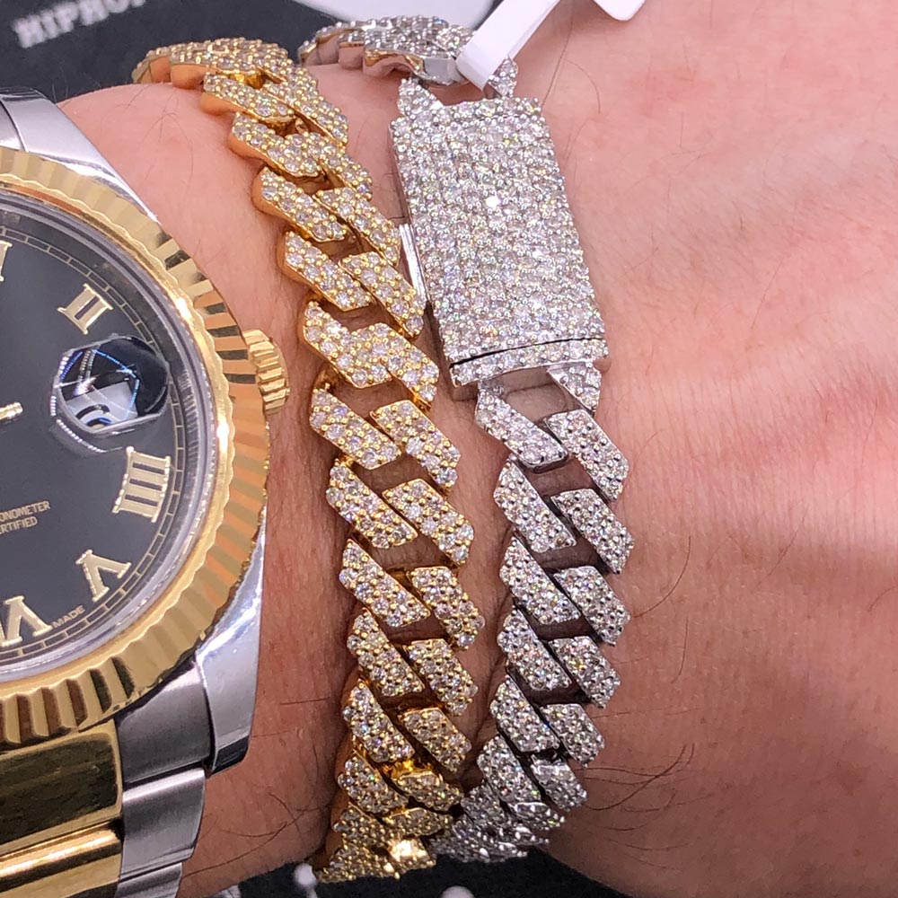 Real Diamond Cuban Chain 10MM Sharp Links 10K Yellow or White Gold 10K White Gold 22" HipHopBling