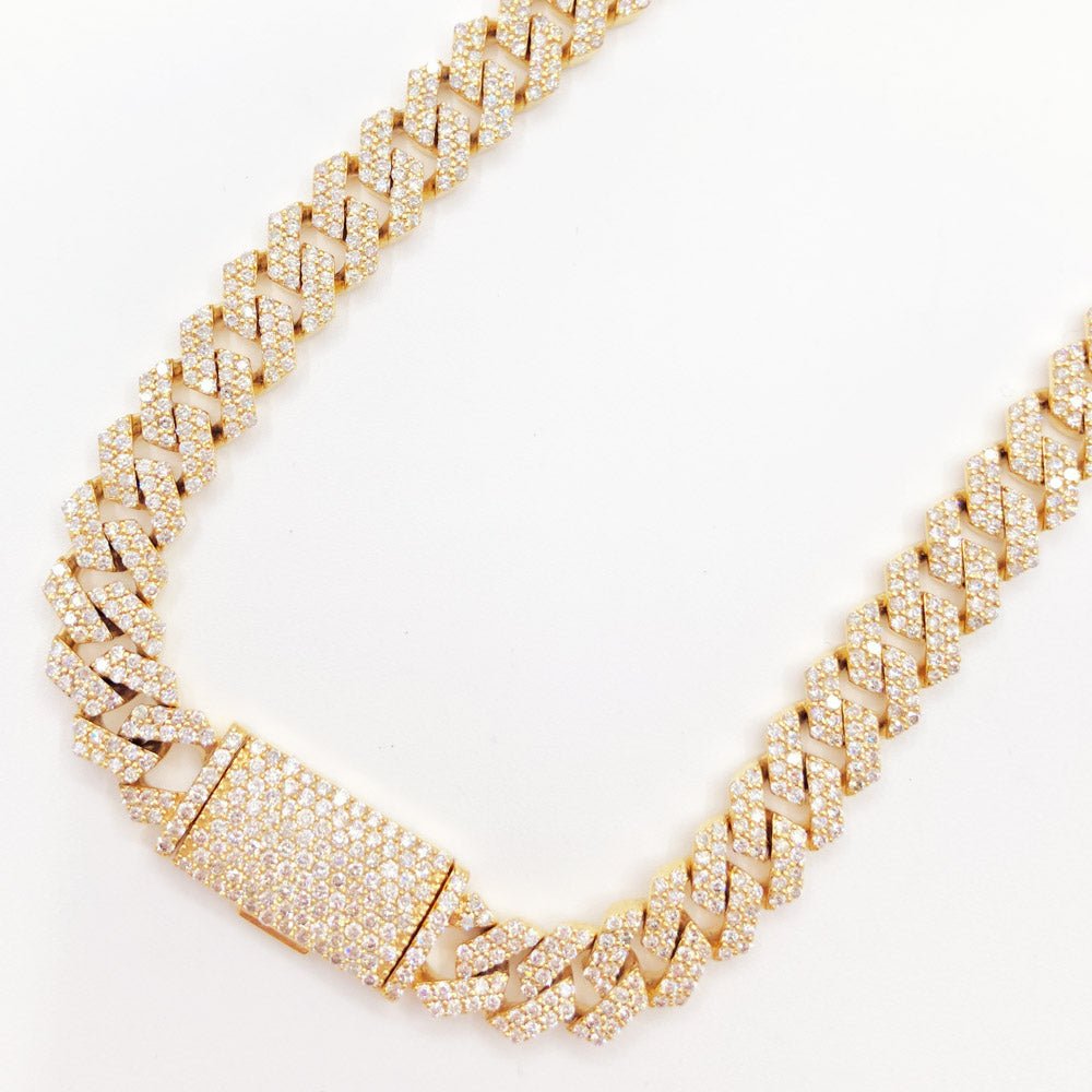 Real Diamond Cuban Chain 10MM Sharp Links 10K Yellow or White Gold 10K White Gold 22" HipHopBling