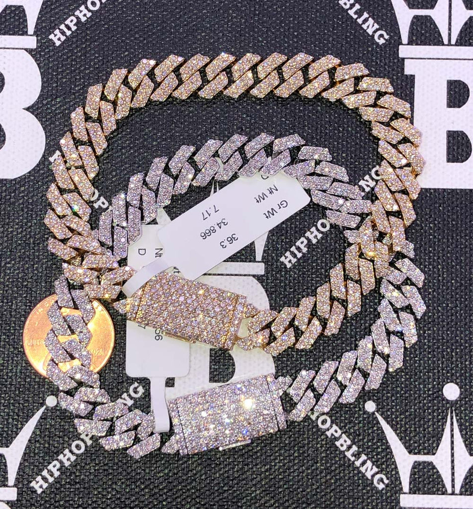 Real Diamond Cuban Chain 10MM Sharp Links 10K Yellow or White Gold HipHopBling
