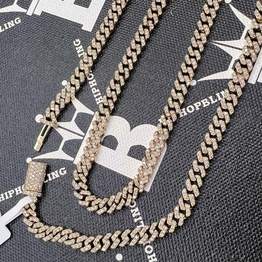 Real Diamond Cuban Chain 6MM 10K Yellow or White Gold 10K White Gold 22" HipHopBling