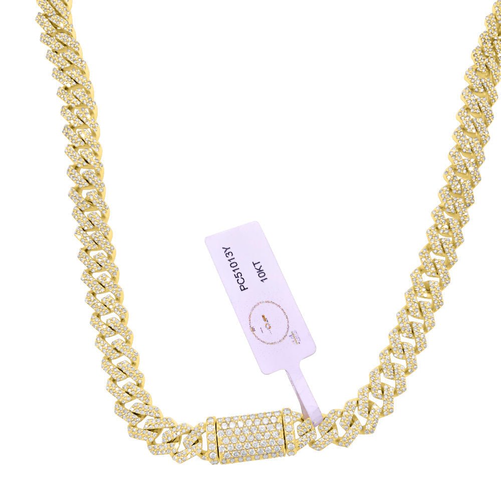 Real Diamond Cuban Chain 8MM Sharp Links 10K Yellow or White Gold 10K White Gold 22" HipHopBling