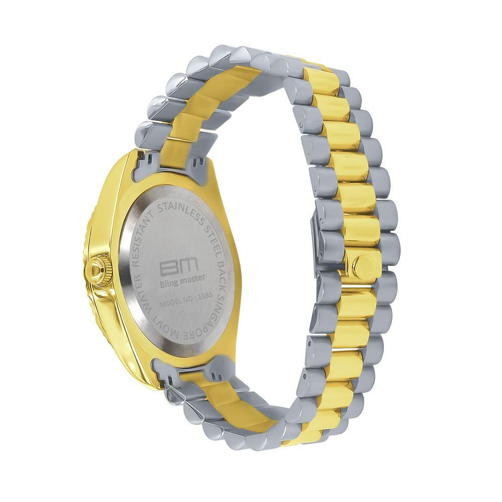 Real Diamond Hip Hop Dress Watch 2 - Tone Yellow HipHopBling