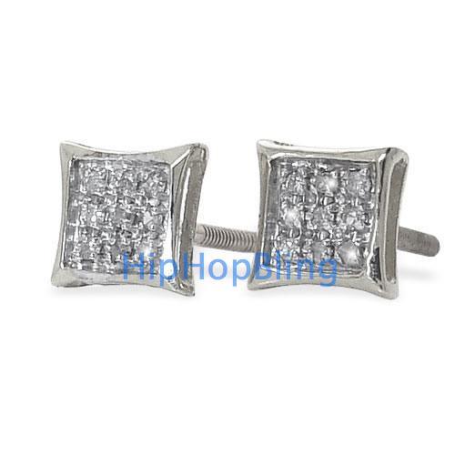 Real Diamond Hip Hop Earrings Kite .05 Carats 10k White Gold HipHopBling