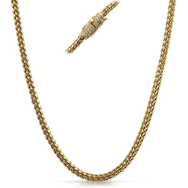 Real Diamond Stainless Steel Gold Hip Hop Chain 4MM 24" HipHopBling