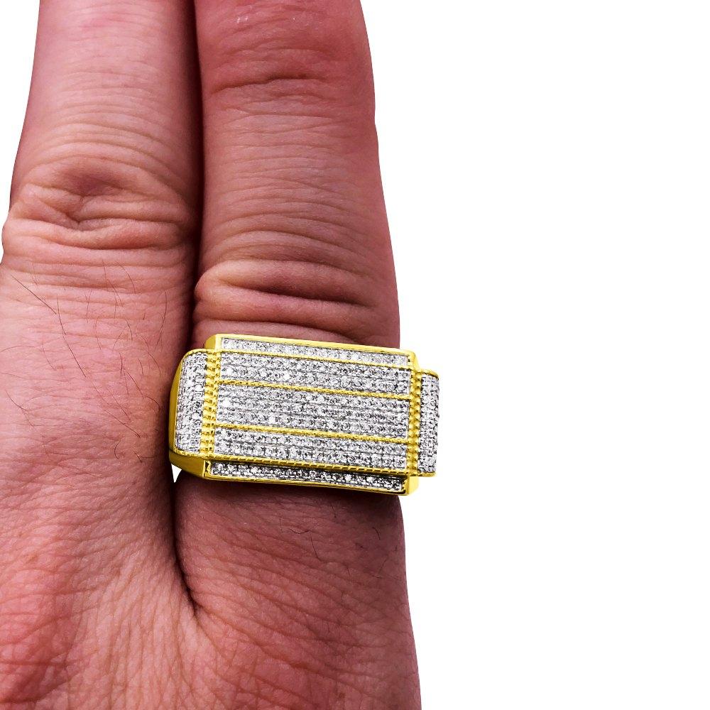 45042 14K TWO TONE 1.76TCW DIAMOND OCTAGON DESIGN MULTI ROW MENS RING -  Gemelli Jewelers