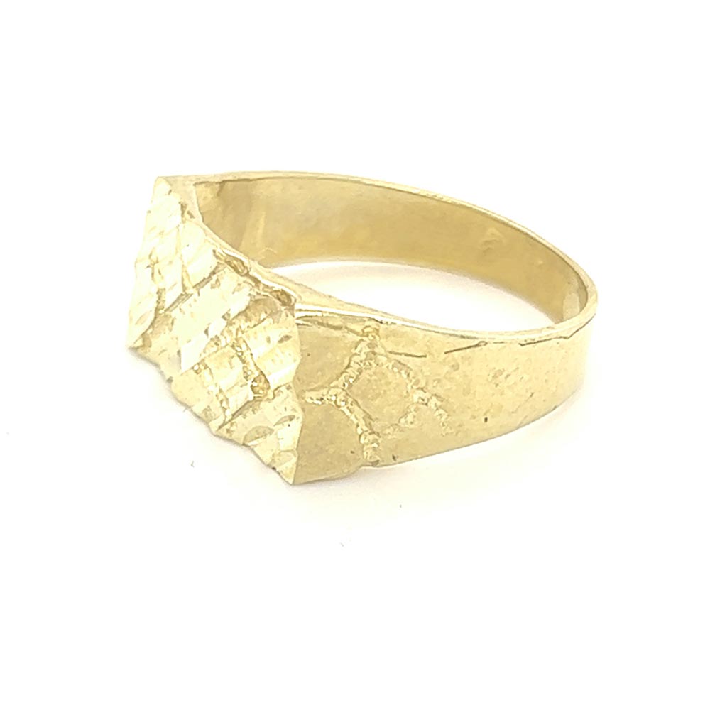 Rectangle Golden Nugget Small 10K Yellow Gold Ring HipHopBling