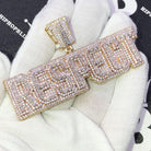RESPECT Baguette Plaque VVS CZ Hip Hop Iced Out Pendant White Gold HipHopBling
