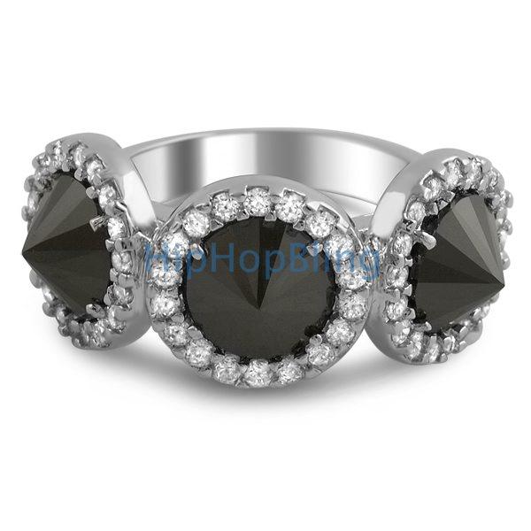 Reverse Black CZ Diamond Fashion Pave Ladies Ring HipHopBling