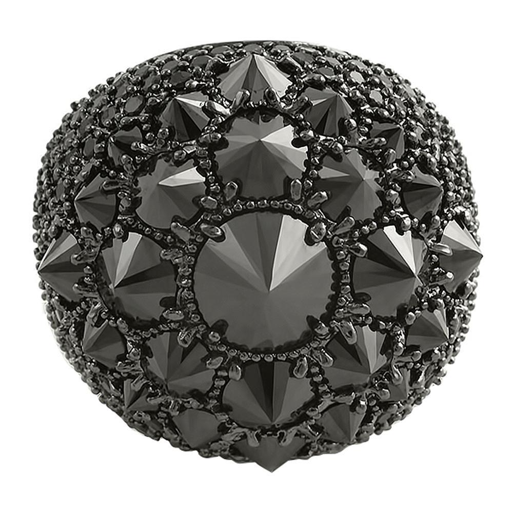 Reverse Set CZ Black Diamond XL Mens Bling Ring 7 HipHopBling