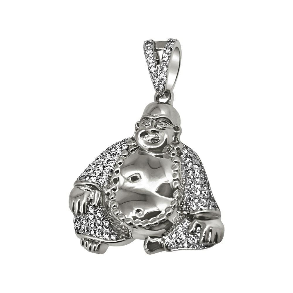 Rhodium Buddha CZ Bling Bling Pendant Pendant Only HipHopBling