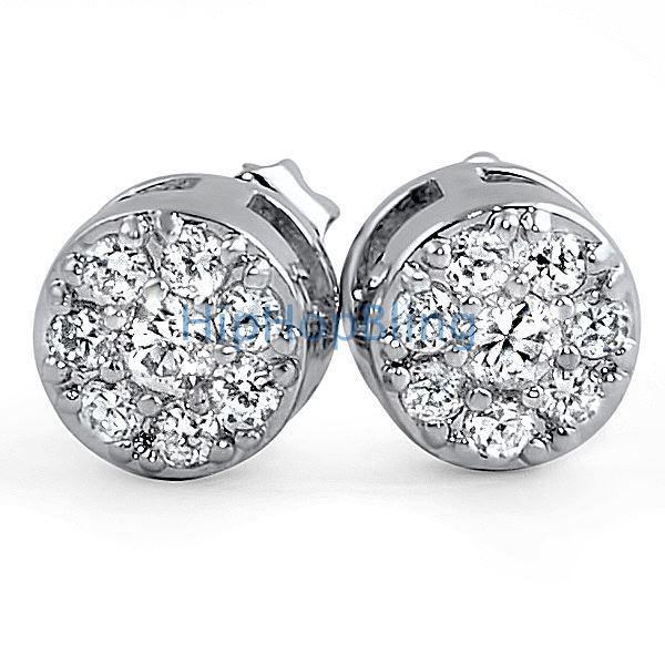 Rhodium Cluster Bling Bling CZ Earrings HipHopBling