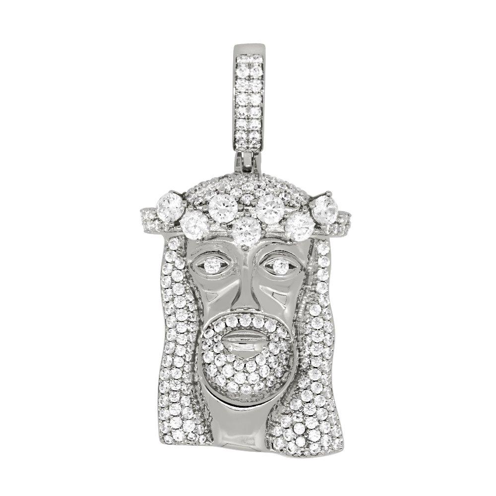 Rhodium Jesus Piece Custom CZ Bling Bling Pendant HipHopBling