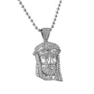 Rhodium Micro Jesus Piece Pendant HipHopBling