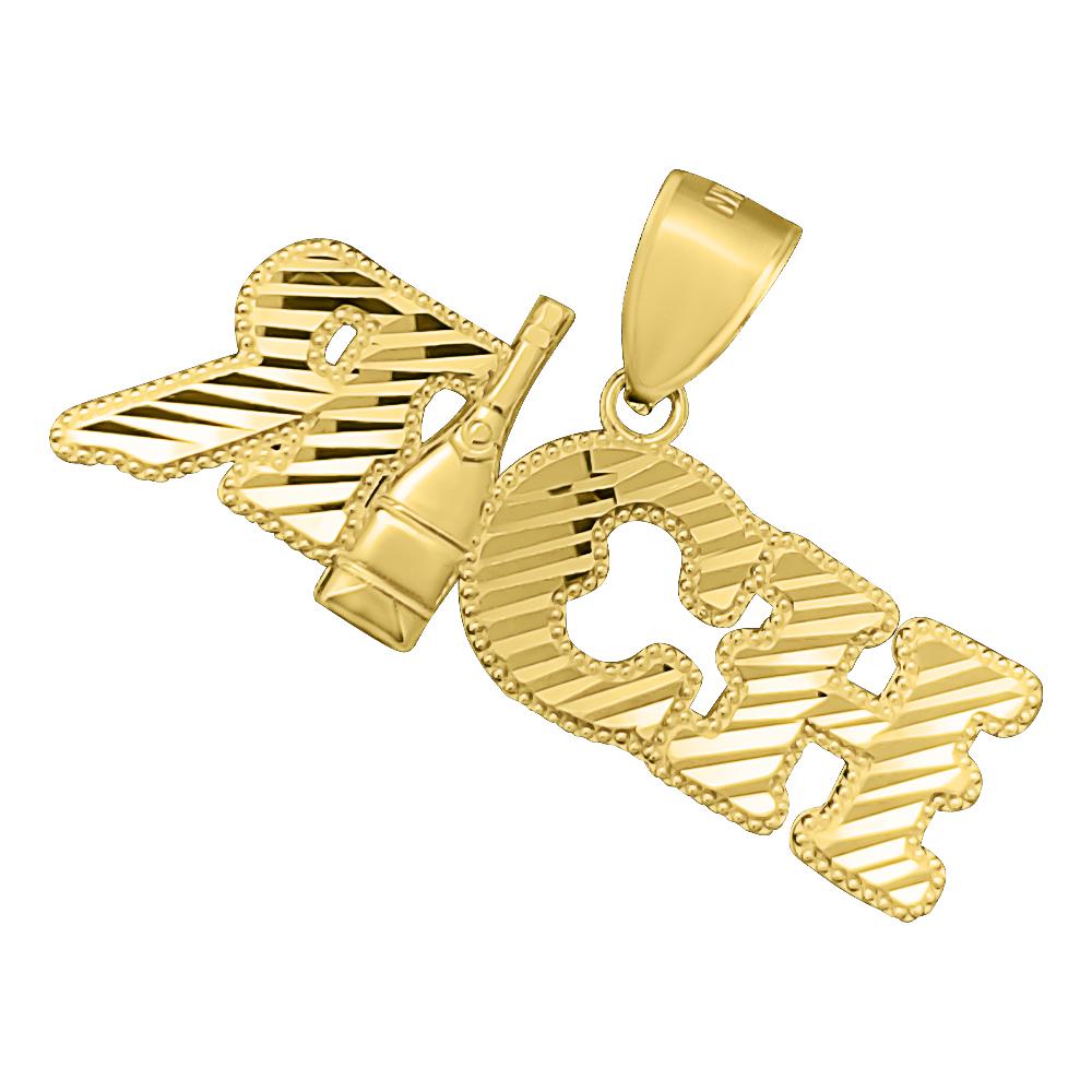Rich Bottle DC 10K Yellow Gold Pendant HipHopBling