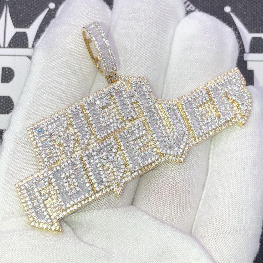 Rich Forever Baguette Bling Bling CZ Iced Out Pendant Yellow Gold HipHopBling