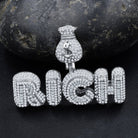 RICH Money Bag CZ Iced Out Pendant .925 Sterling Silver Yellow Gold HipHopBling
