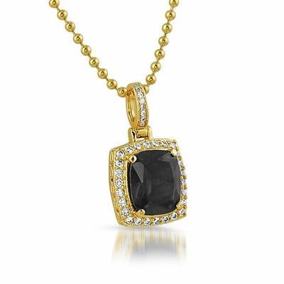 Rick Ross Style .925 Silver Black Gem Pendant HipHopBling