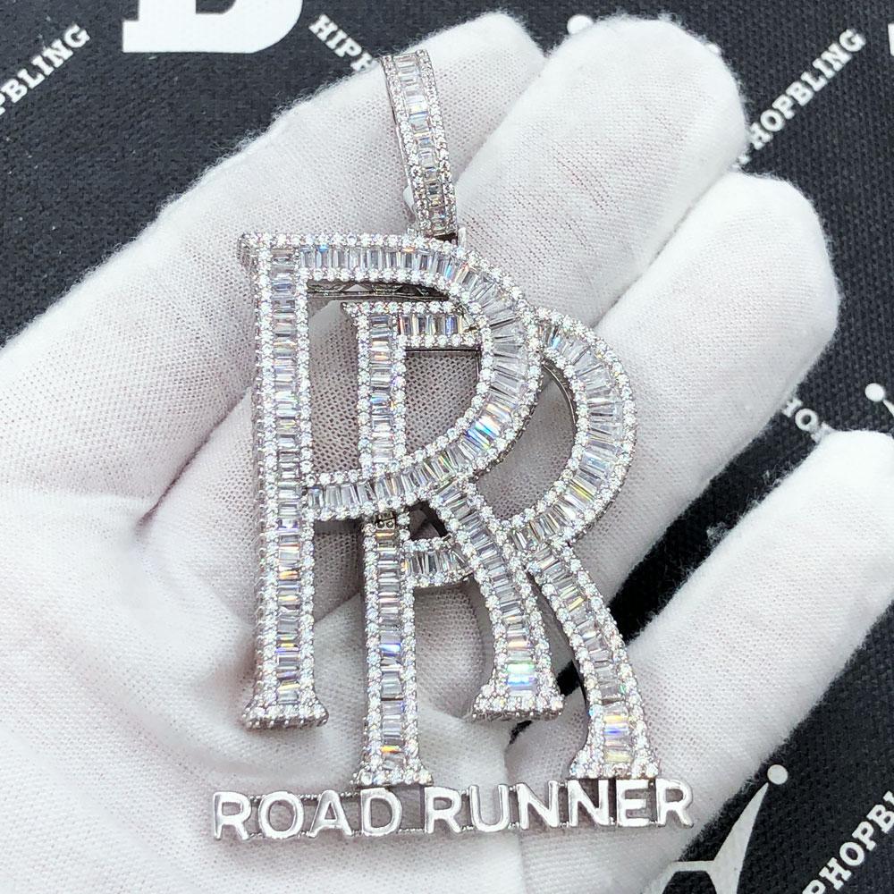 Road Runner Baguette CZ Hip Hop Bling Pendant Yellow Gold HipHopBling