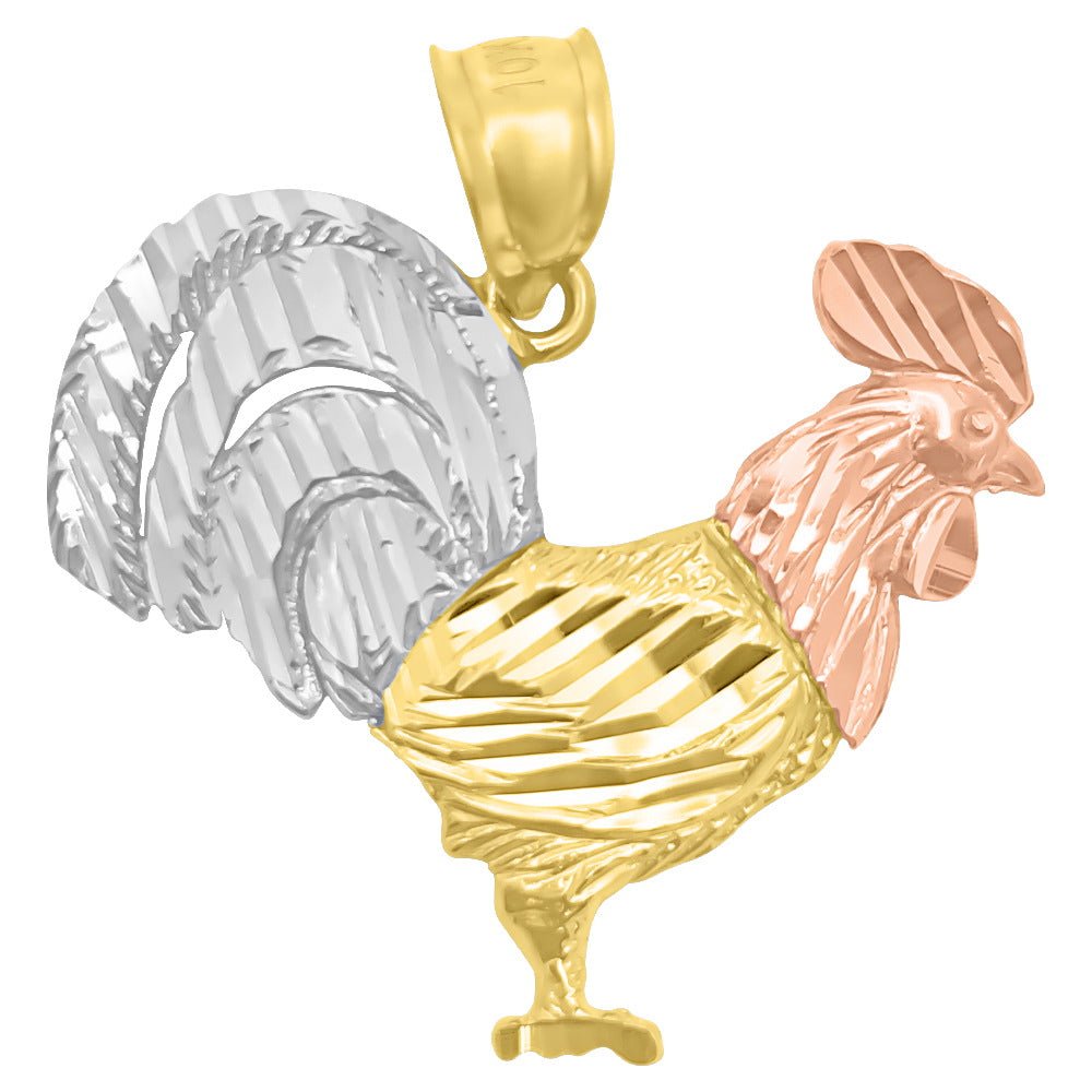 Rooster DC 10K 3 Tone Gold Pendant HipHopBling
