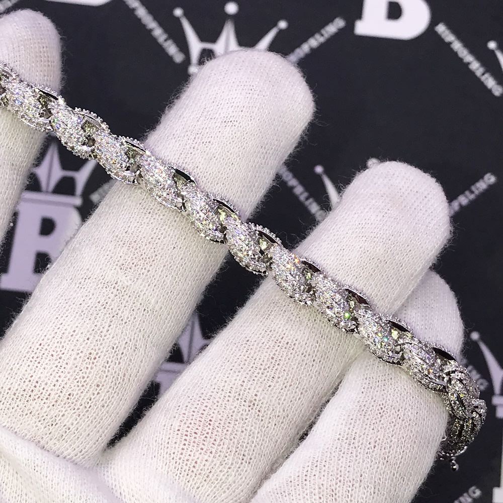 Rope Moissanite Bracelet Iced Out .925 Sterling Silver 8" Bracelet HipHopBling