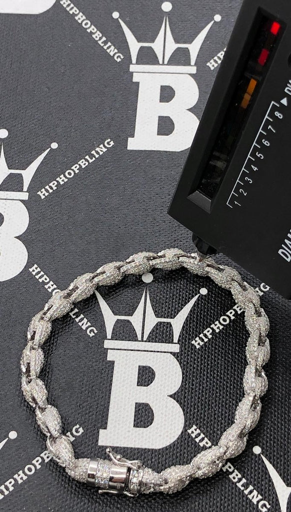 Rope Moissanite Bracelet Iced Out .925 Sterling Silver 8" Bracelet HipHopBling