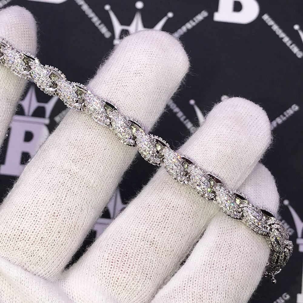Moissanite Diamond Sterling Silver Tennis Bracelet in White/Yellow Gol –  The Jewelry Plug