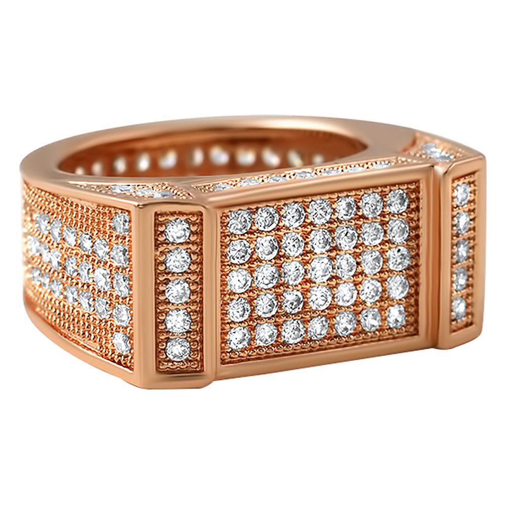 Rose Gold Bar CZ Bling Bling Ring 7 HipHopBling