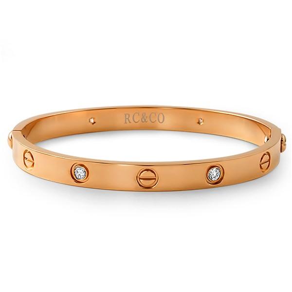 Rose Gold Classic CZ & Button Bangle with Screwdriver HipHopBling