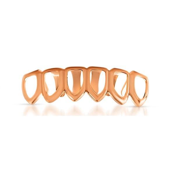 Rose Gold Grillz Bottom 6 Teeth Outline Bottom HipHopBling