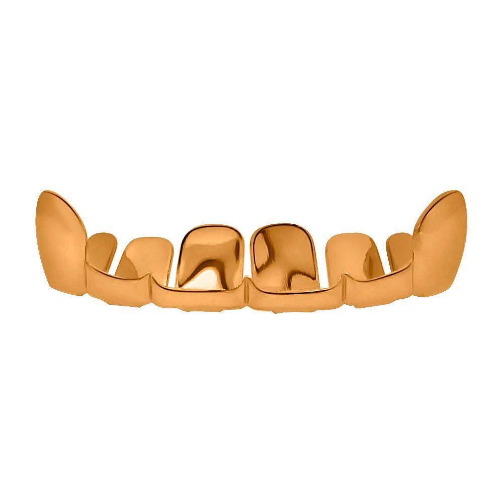 Rose Gold Grillz Half Open Top Teeth HipHopBling